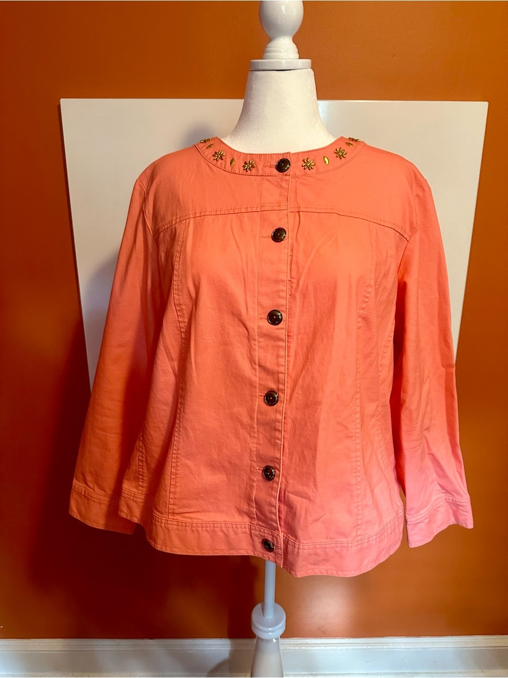 Hearts of Palm Woman Coral Embellished Jacket 22W